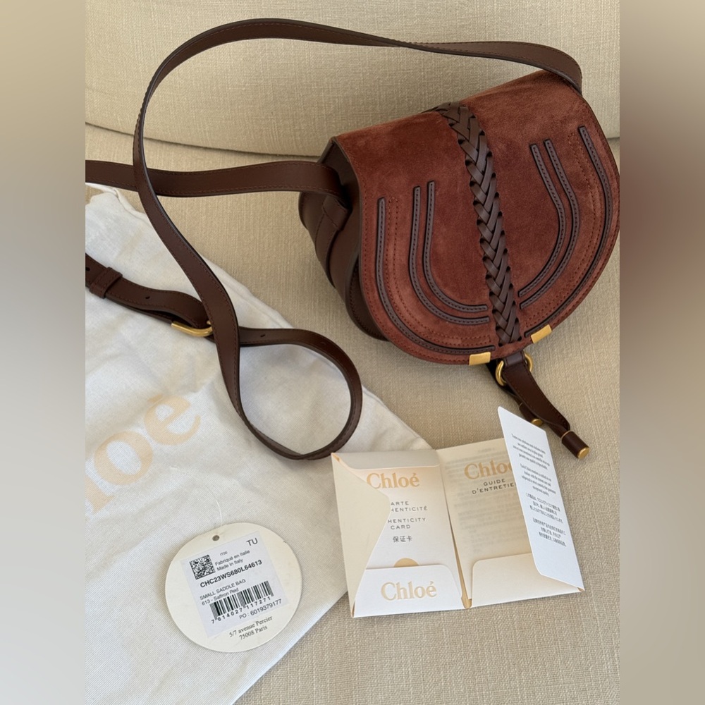 NWT Chloé Marcie Brown Leather and Suede Crossbody Bag - Picture 2 of 8
